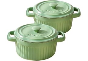 2x Keramische Mini-Ovenschaal met Deksel & Handgrepen (250ml, Groen) - 46% Korting!