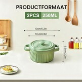Mini Ovenschaaltjes Keramiek met Deksel, Groen (2 stuks) - 30% Korting
