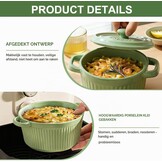 Mini Ovenschaaltjes Keramiek met Deksel, Groen (2 stuks) - 30% Korting