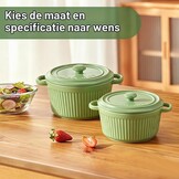 Mini Ovenschaaltjes Keramiek met Deksel, Groen (2 stuks) - 30% Korting
