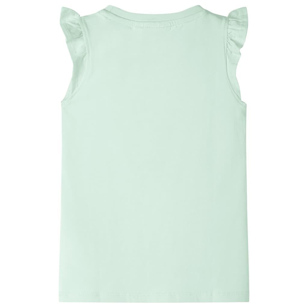 Zachtgroen Kindershirt met Ruches & Watermeloen Pailletten - Maat 116
