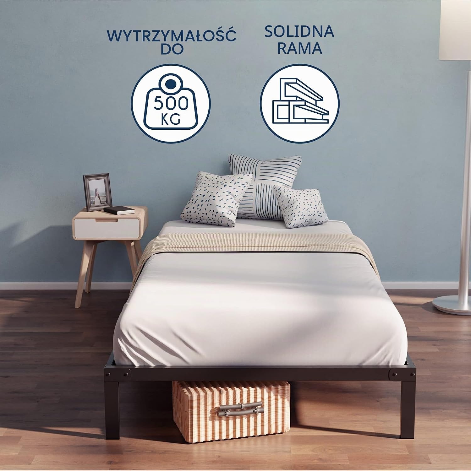 Metalen Bedframe 80x200 cm Matzwart - 32cm Opbergruimte - 33% Korting