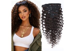 Donkerbruine Clip-in Haarverlengingen Remy Mensenhaar | 50 cm | 120 g | 8 Stuks | Golvend