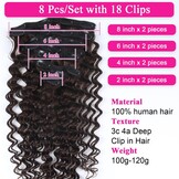 Donkerbruine Clip-in Haarverlengingen Remy Mensenhaar | 50 cm | 120 g | 8 Stuks | Golvend