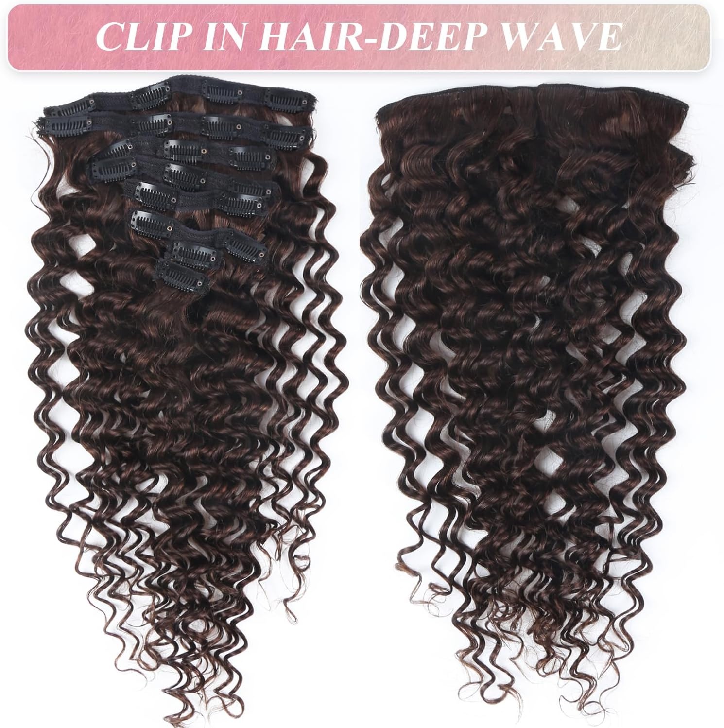 Donkerbruine Clip-in Haarverlengingen Remy Mensenhaar | 50 cm | 120 g | 8 Stuks | Golvend