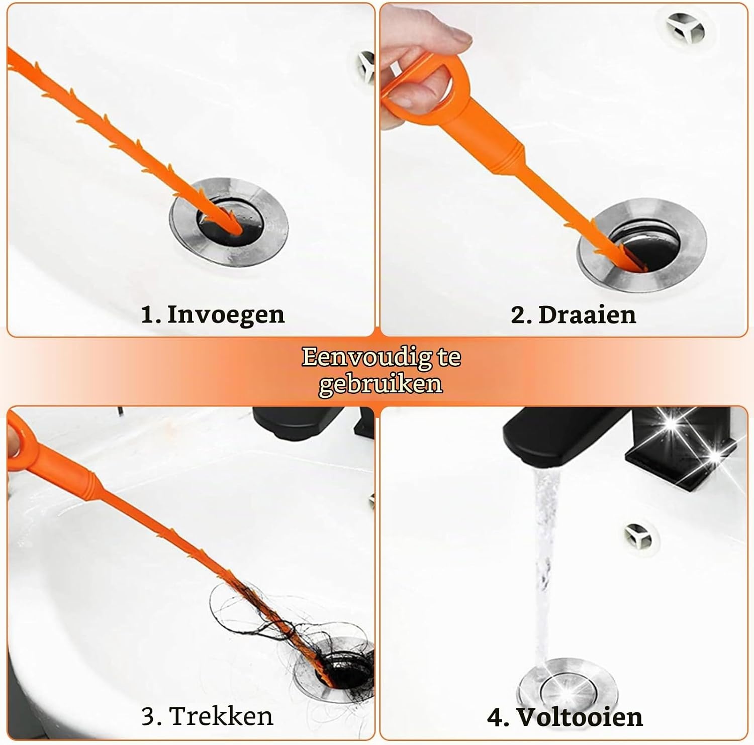 Afvoerreiniger Set - 5 Delig, Flexibel | Keuken & Bad | 43% Korting