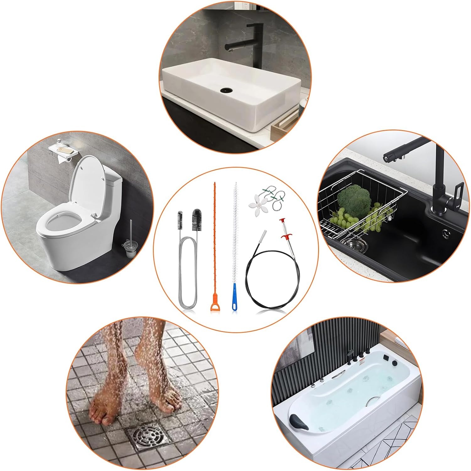 Afvoerreiniger Set - 5 Delig, Flexibel | Keuken & Bad | 43% Korting