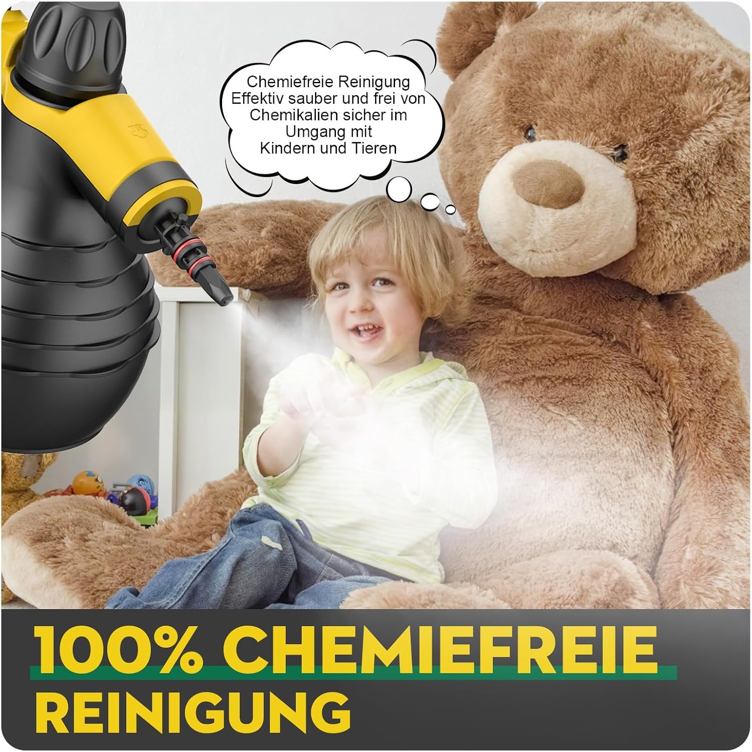 Handstoomreiniger 1050W met 9 accessoires - Chemischvrij - 32% Korting