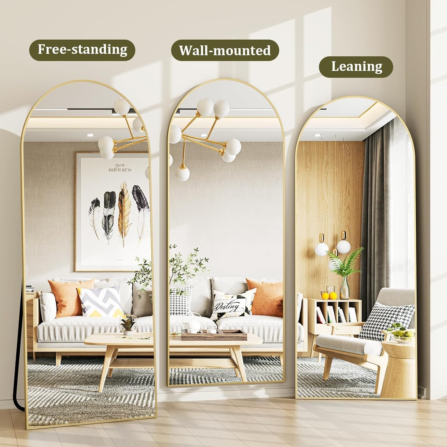 Gouden Boog Vloerspiegel 60x165 cm - 33% Korting