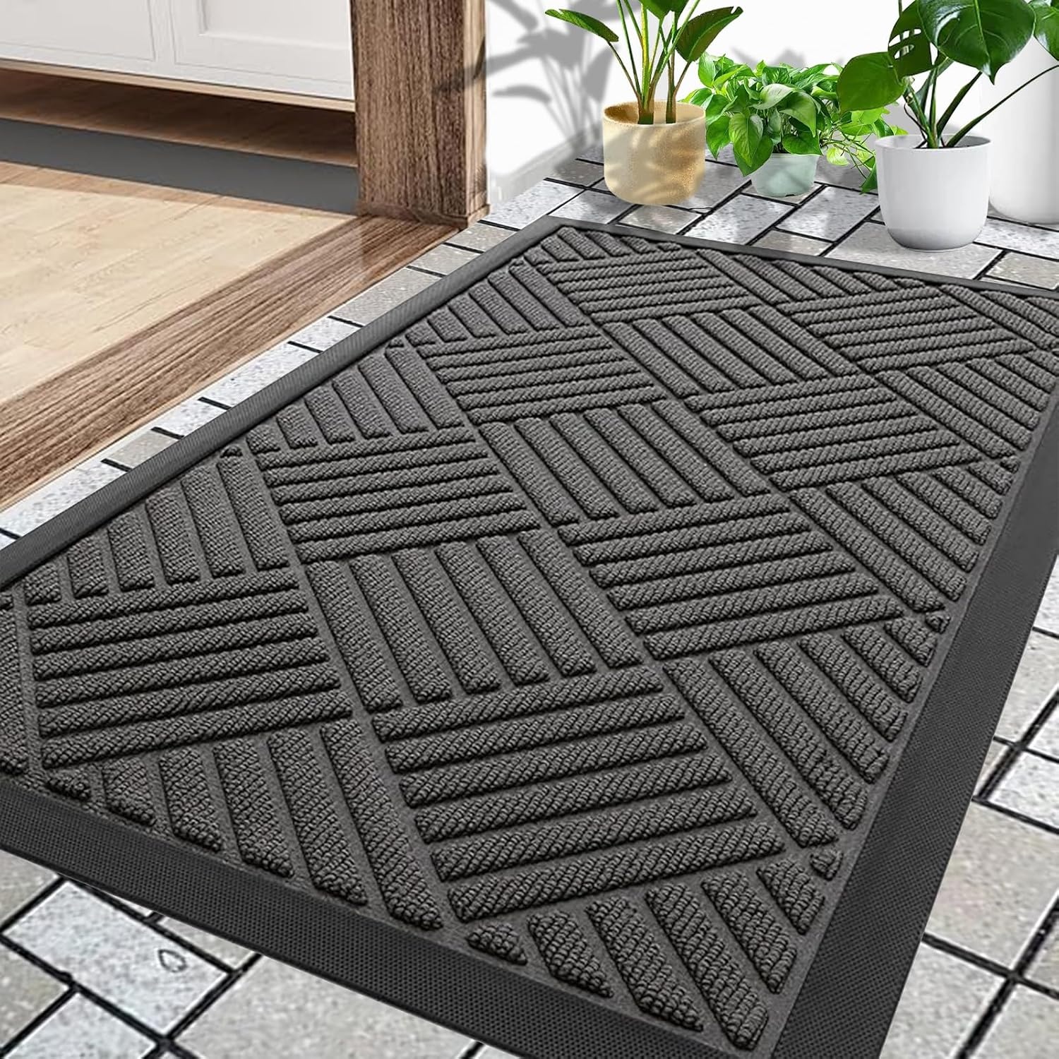 Antislip Buitendeurmat Donkergrijs 43x76cm - 30% Korting