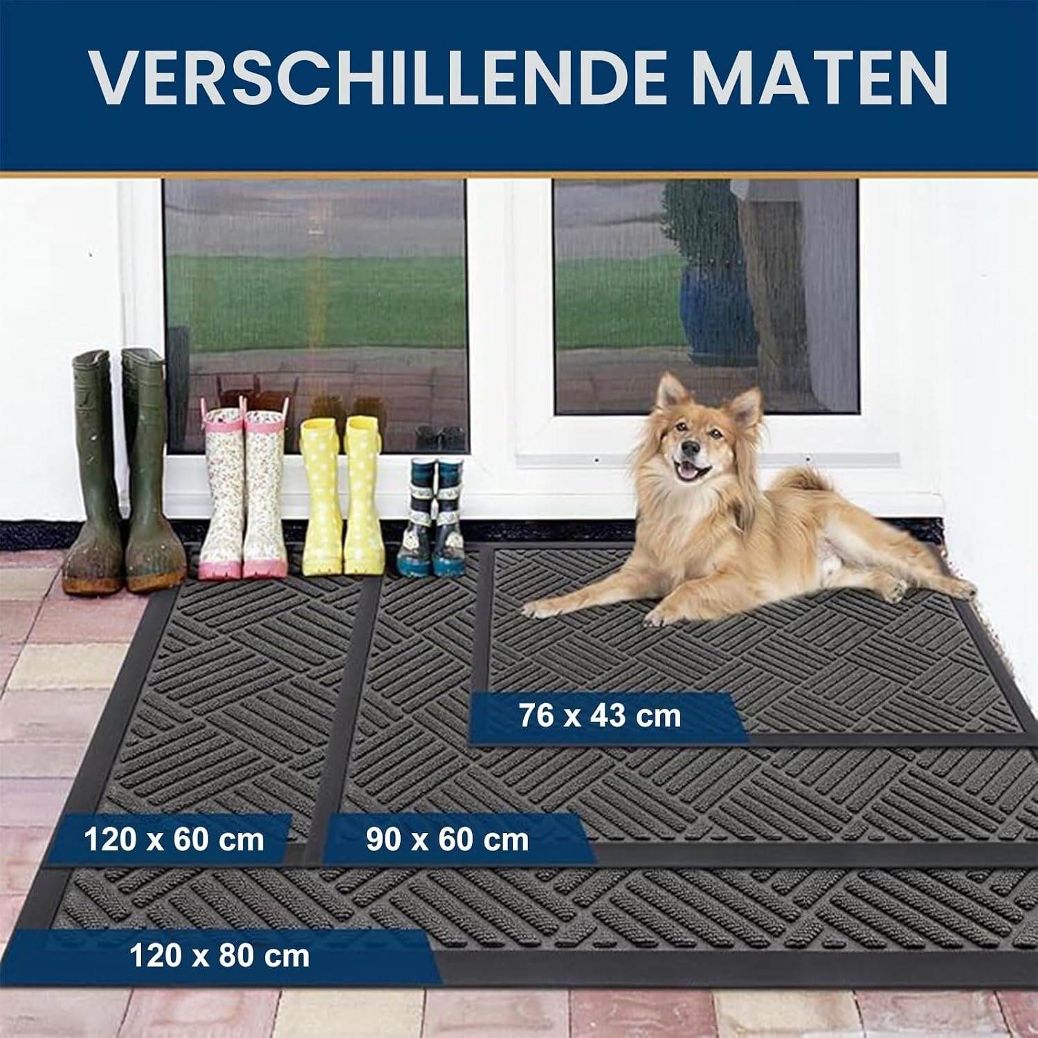 Antislip Buitendeurmat Donkergrijs 43x76cm - 30% Korting