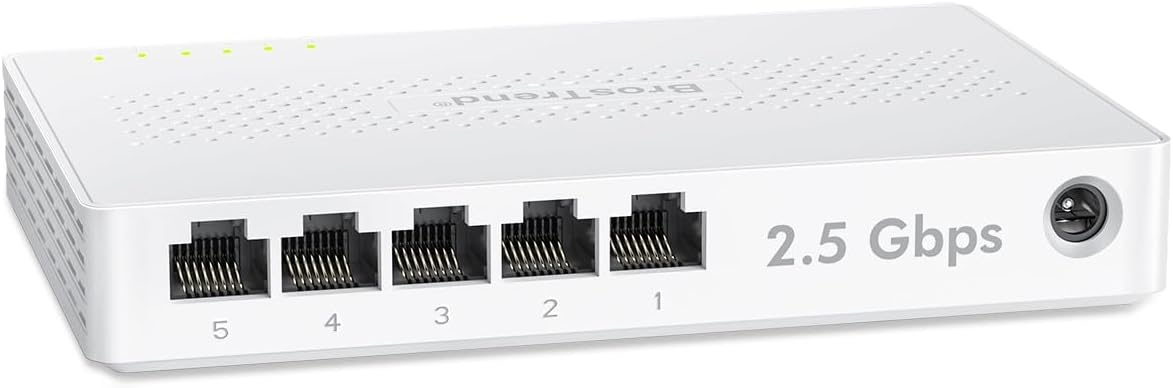 BrosTrend 5-poorts 2,5 GB-Switch voor Gameconsole, PC, NAS, enz Plug & Play