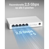 BrosTrend 5-poorts 2,5 GB-Switch voor Gameconsole, PC, NAS, enz Plug & Play