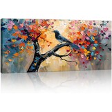 Abstracte Canvas Wanddecoratie Levensboom Vogel 120x50cm - 28% Korting