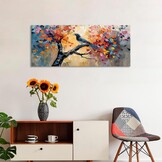 Abstracte Canvas Wanddecoratie Levensboom Vogel 120x50cm - 28% Korting