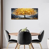 Abstract Gele Geluksboom Canvas Schilderij 120x50cm | 29% Korting
