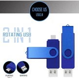 512GB USB-stick met USB-C & USB 2.0 - Blauw Metaal (32% Korting)