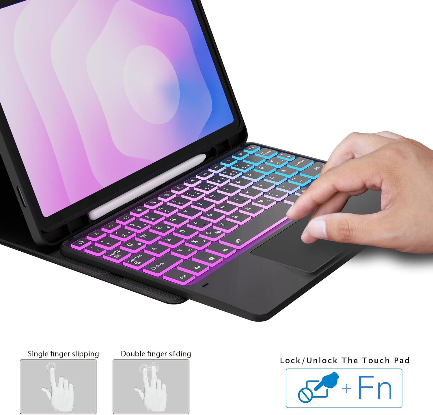 Toetsenbordhoes voor Samsung Galaxy Tab S11 2025 met Regenboog Verlichting & Trackpad - 33% Korting