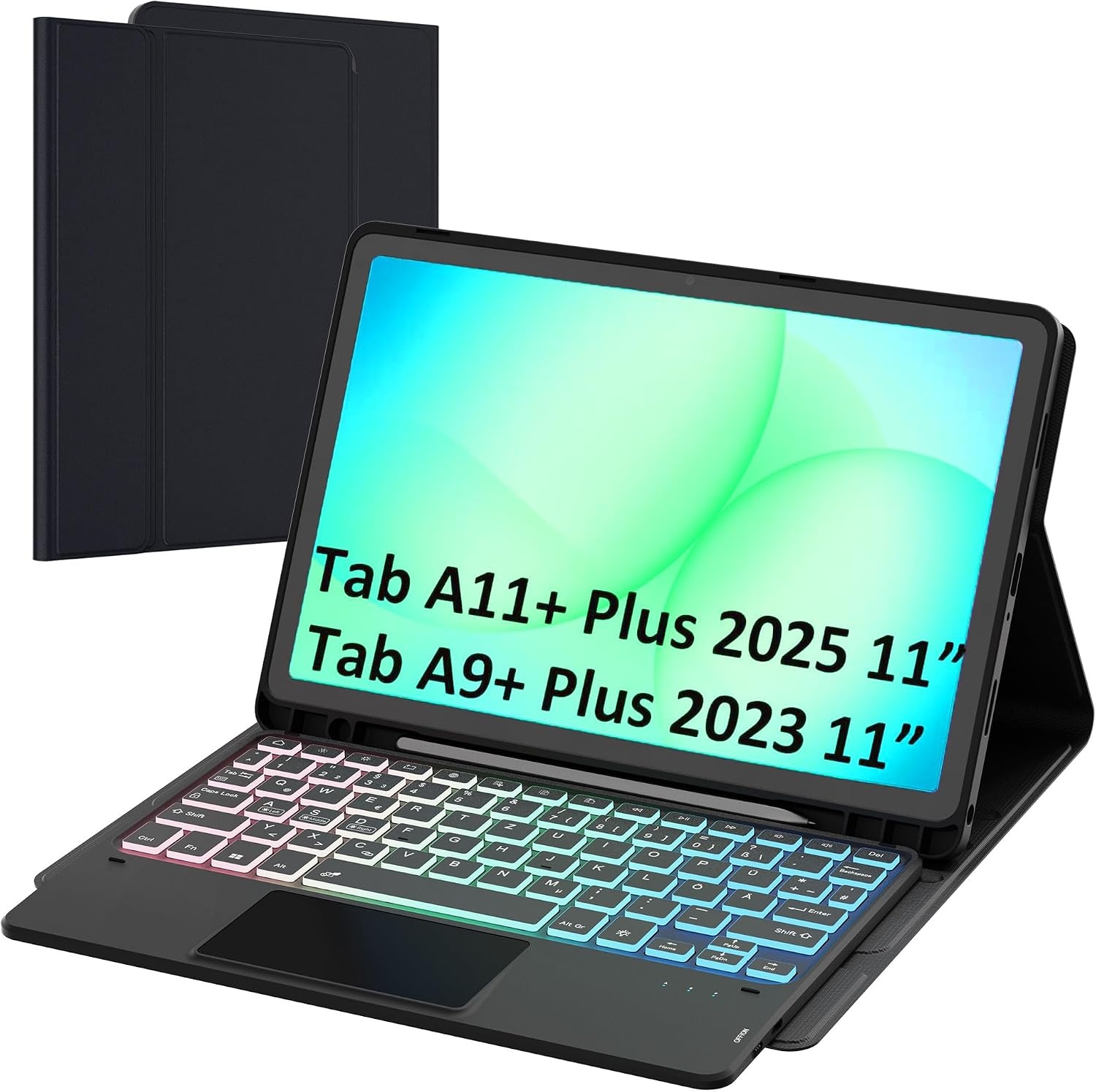 Toetsenbordhoes met Touchpad & 7-Kleurige Verlichting voor Galaxy Tab A9+ (34% korting)