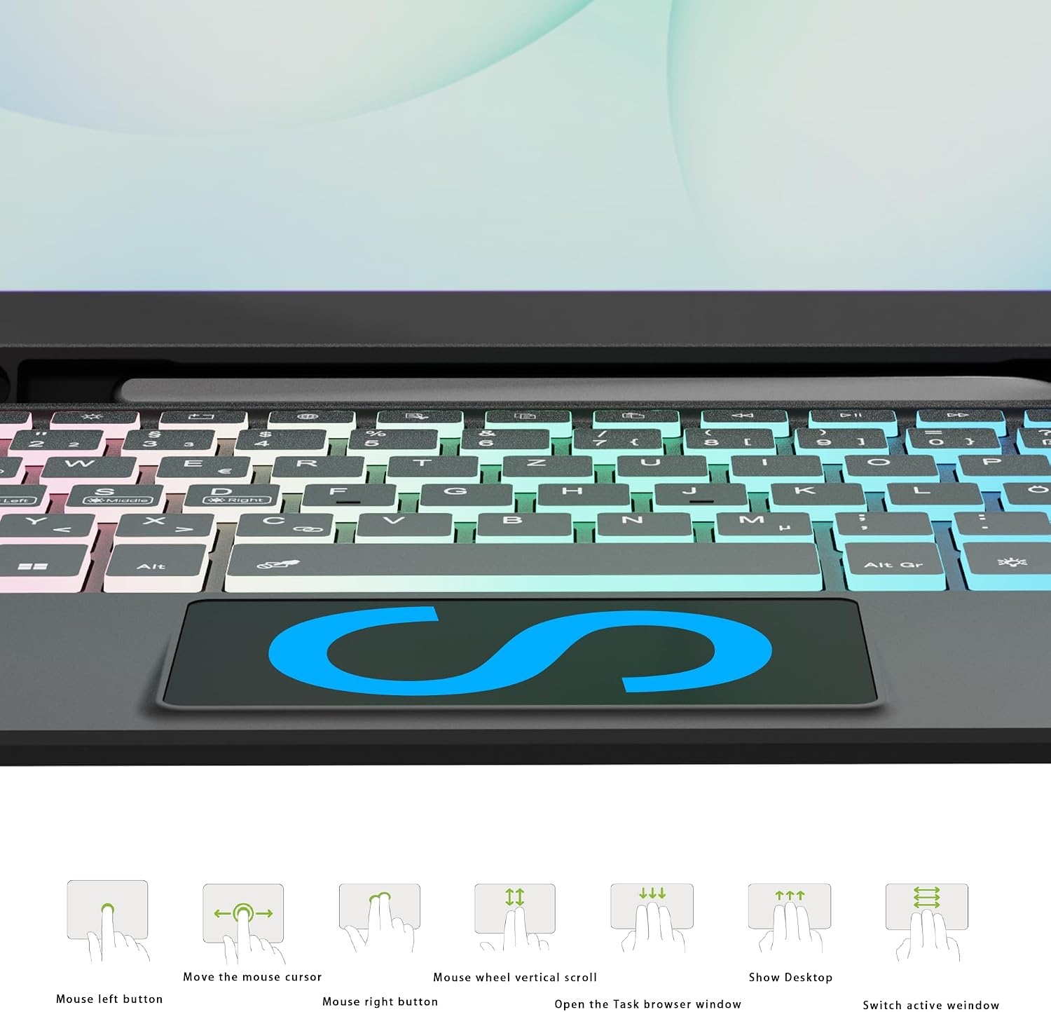 Toetsenbordhoes met Touchpad & 7-Kleurige Verlichting voor Galaxy Tab A9+ (34% korting)