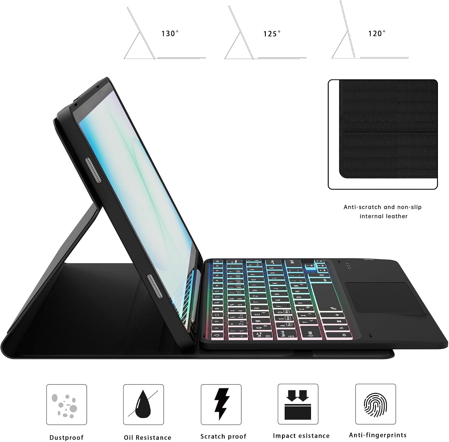 Toetsenbordhoes met Touchpad & 7-Kleurige Verlichting voor Galaxy Tab A9+ (34% korting)