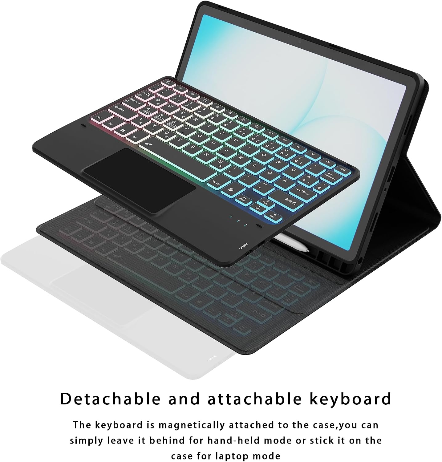 Toetsenbordhoes met Touchpad & 7-Kleurige Verlichting voor Galaxy Tab A9+ (34% korting)