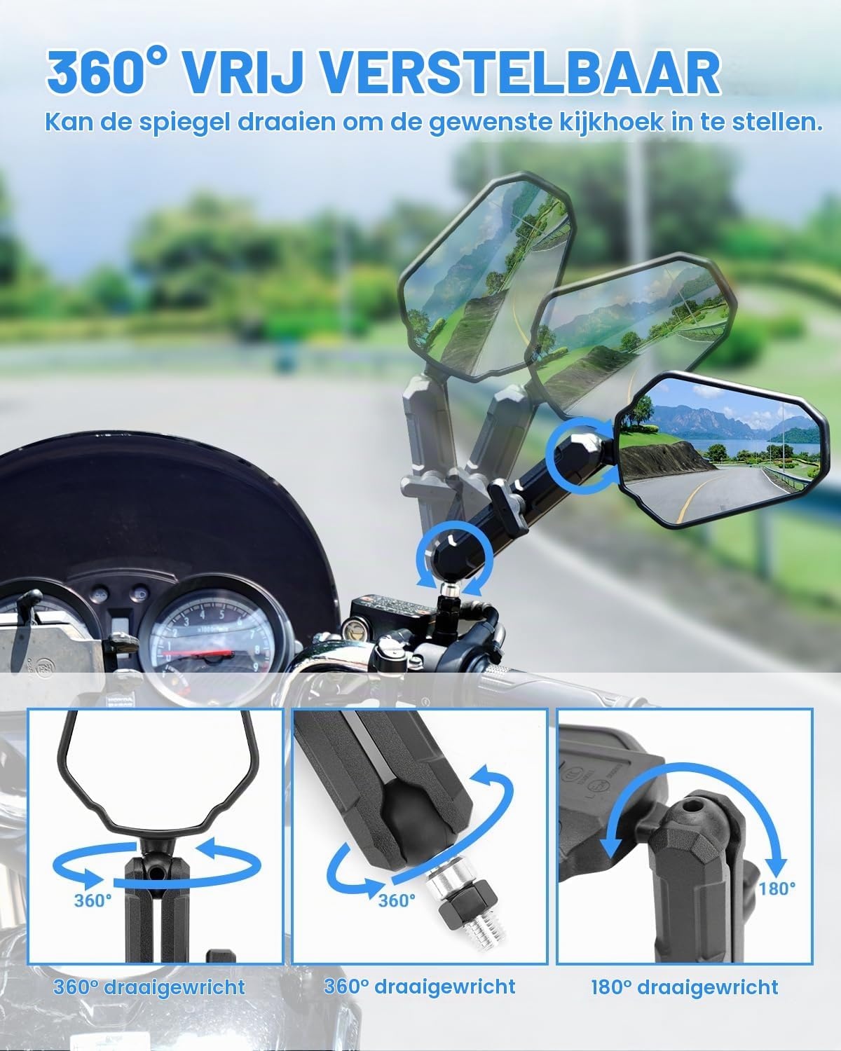 Motorzijspiegel Set Universeel Inklapbaar E-Gekeurd 33% Korting