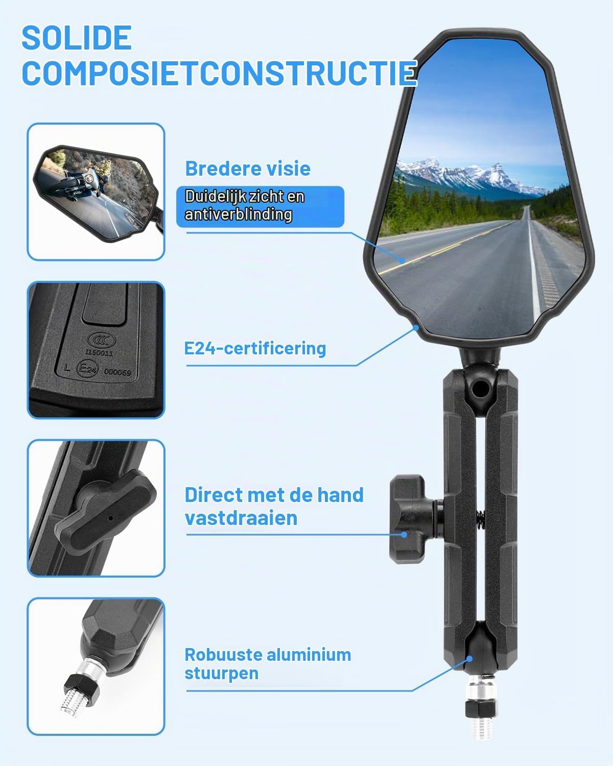 Motorzijspiegel Set Universeel Inklapbaar E-Gekeurd 33% Korting