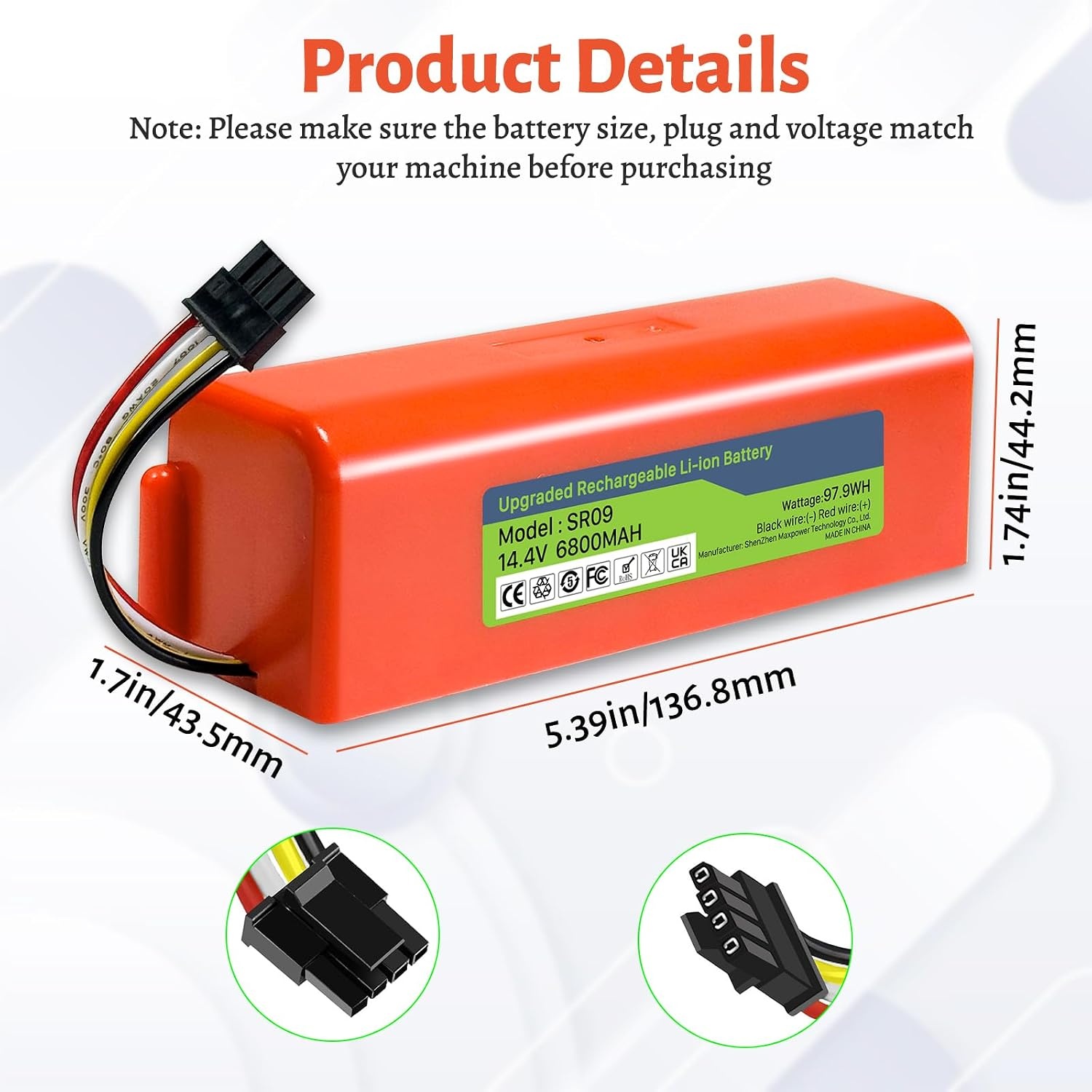 Oplaadbare Batterij 14,4V 6800mAh voor Roborock S5 S6 S7 - 32% Korting