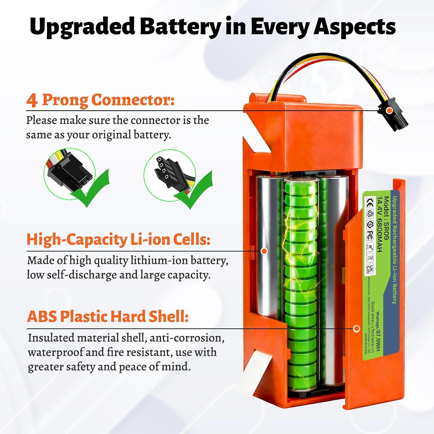 Oplaadbare Batterij 14,4V 6800mAh voor Roborock S5 S6 S7 - 32% Korting