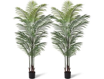 Kunstpalm 190 cm Groen (Set van 2) - Levensecht & Onderhoudsvrij - 34% Korting
