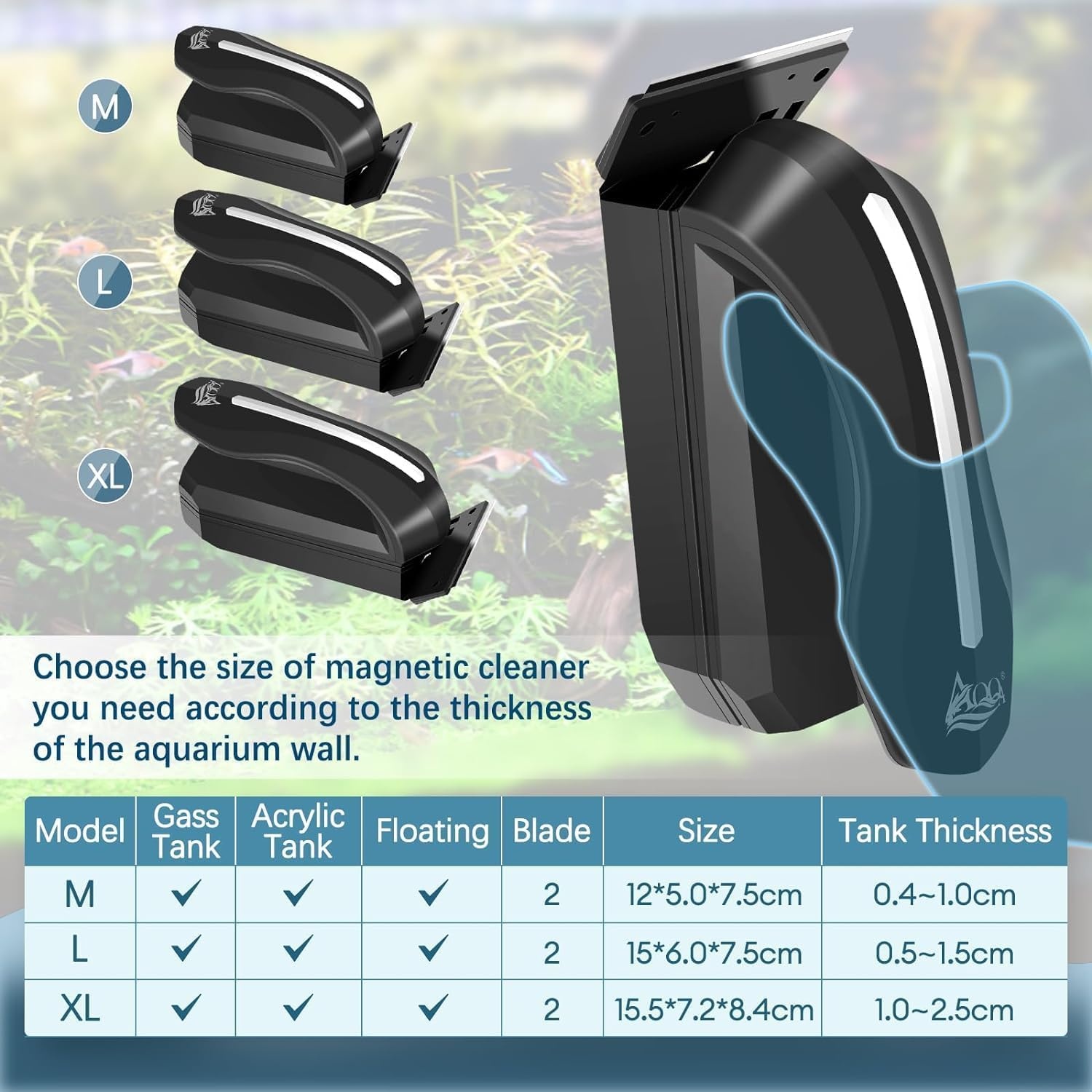 Magnetische Algen Schraper Aquariumglas (max. 2,5 cm) - 32% Korting