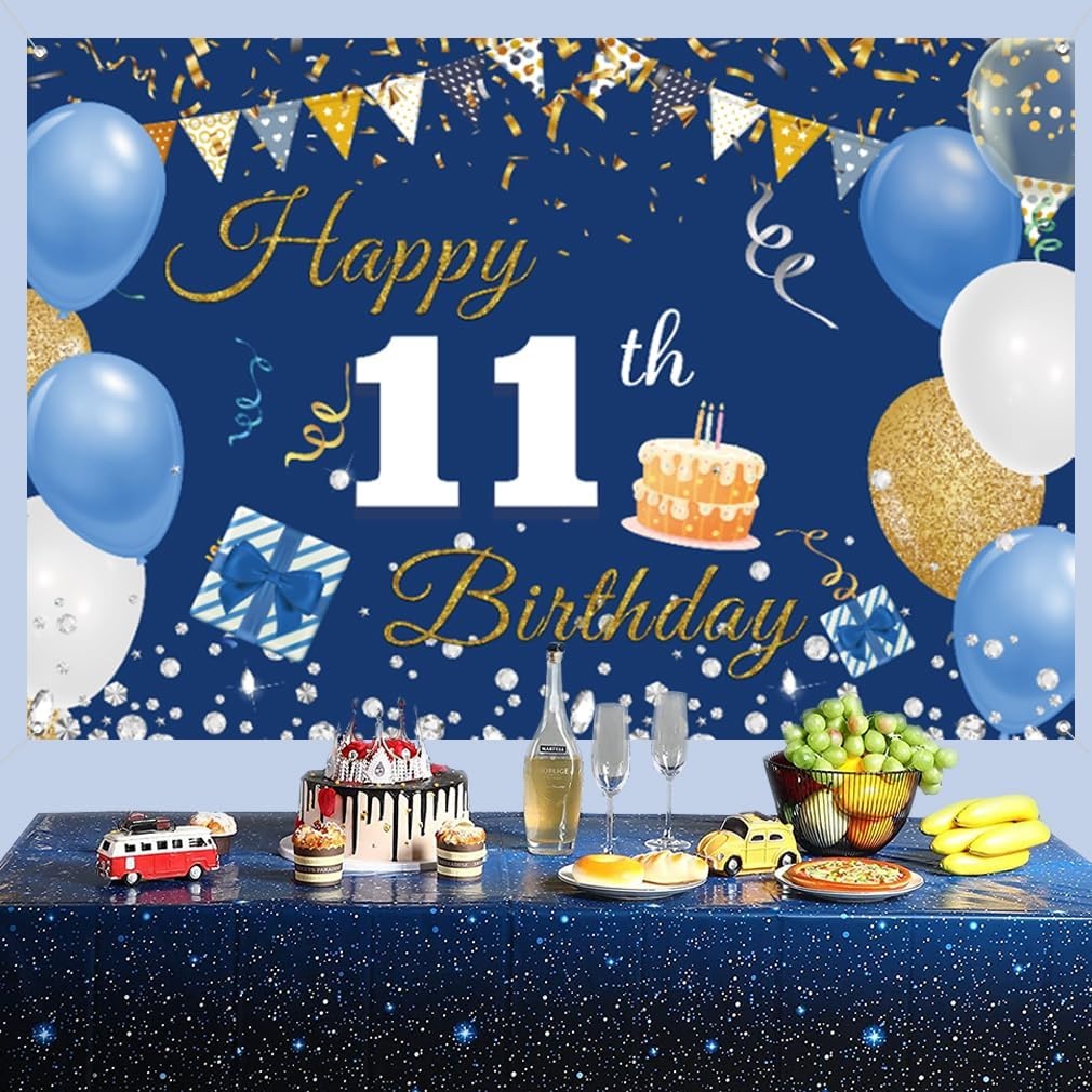 11e Verjaardag Decoratie Set Blauw Vinyl (43% korting)