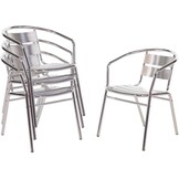 Aluminium Stoelen Zilver Set van 4 | Stapelbaar, Weerbestendig & Lichtgewicht