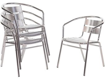 Aluminium Stoelen Zilver Set van 4 | Stapelbaar, Weerbestendig & Lichtgewicht