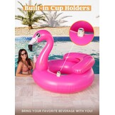 Opblaasbare Flamingo Zwemband - 112x125x97 cm met Bekerhouders - 31% Korting