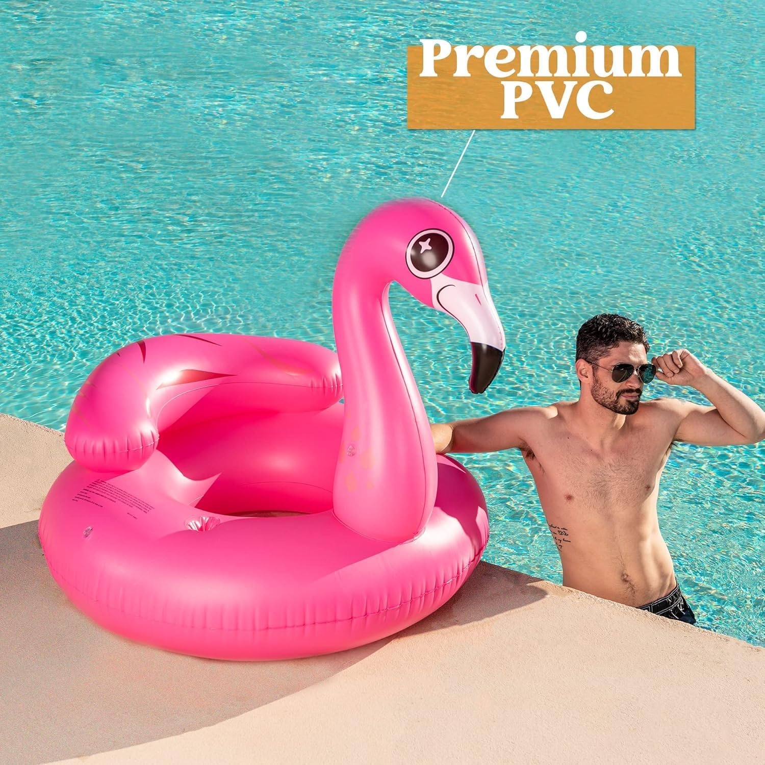 Opblaasbare Flamingo Zwemband - 112x125x97 cm met Bekerhouders - 31% Korting