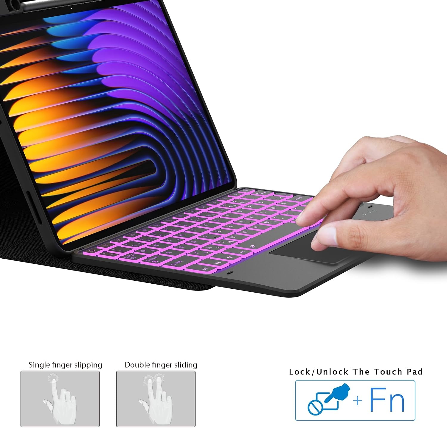 Toetsenbordhoes voor Xiaomi Pad 7/Pro 11.2" met 7-kleuren verlichting & Touchpad (33% Korting)