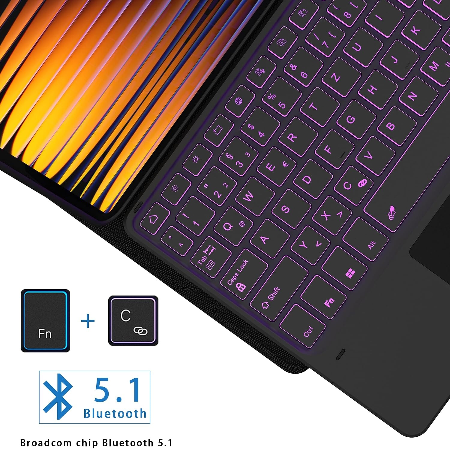 Toetsenbordhoes voor Xiaomi Pad 7/Pro 11.2" met 7-kleuren verlichting & Touchpad (33% Korting)