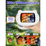Digitale Kinder Microscoop 1000x Vergroting, 2.4" IPS Scherm, Wit - 27% Korting