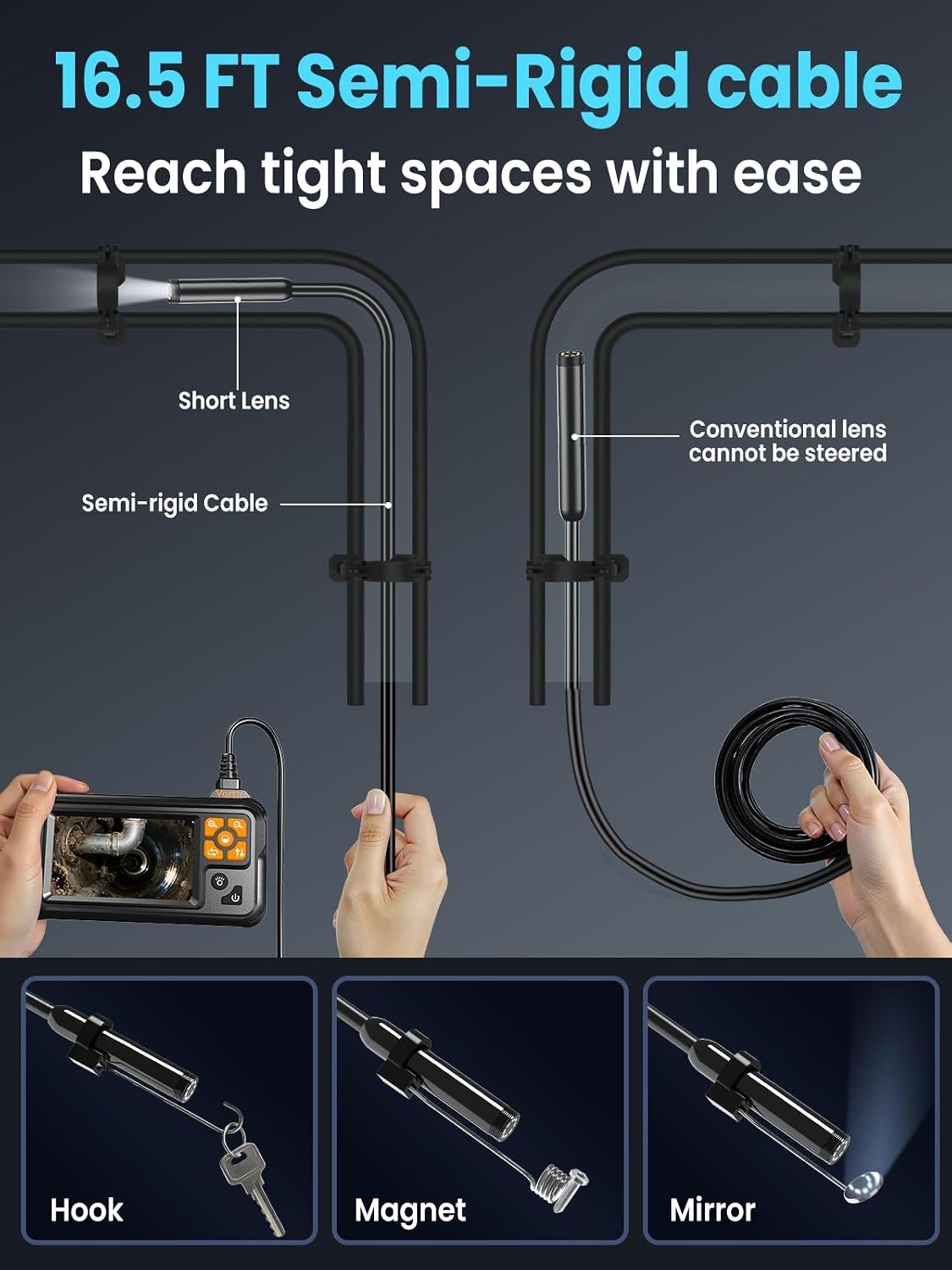Industriële Endoscoopcamera 1080p HD met 4,3" IPS Scherm & 10m Kabel | 31% Korting