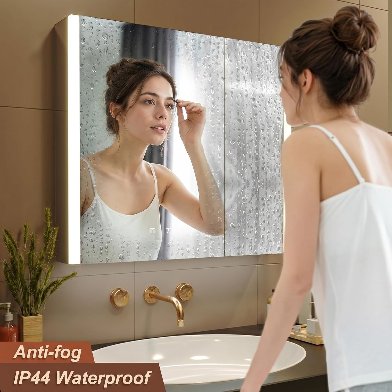LED Spiegel Medicijnkast Badkamer 80x70 cm met Ontdooier & 3 Kleuren Licht - 35% Korting