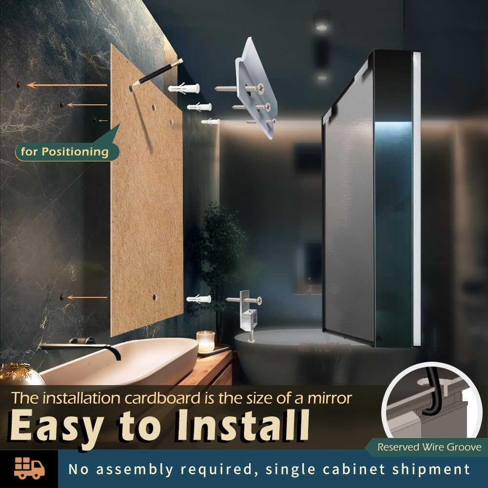 LED Spiegel Medicijnkast Badkamer 80x70 cm met Ontdooier & 3 Kleuren Licht - 35% Korting