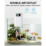 Aquariumpomp, draagbaar, luchtpomp, aquarium, USB-luchtpomp voor aquarium met luchtstenen, batterij 2600 mAh, stille aquariumpomp, twee voedingsmodi, pomp 1,5 - 2 l/min x 2