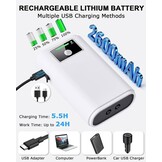 Aquariumpomp, draagbaar, luchtpomp, aquarium, USB-luchtpomp voor aquarium met luchtstenen, batterij 2600 mAh, stille aquariumpomp, twee voedingsmodi, pomp 1,5 - 2 l/min x 2