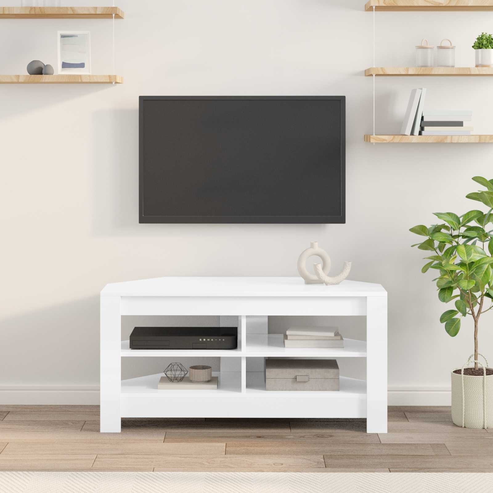 Hoek TV-Kast Hoogglans Wit 102x41x50 cm - 34% Korting!