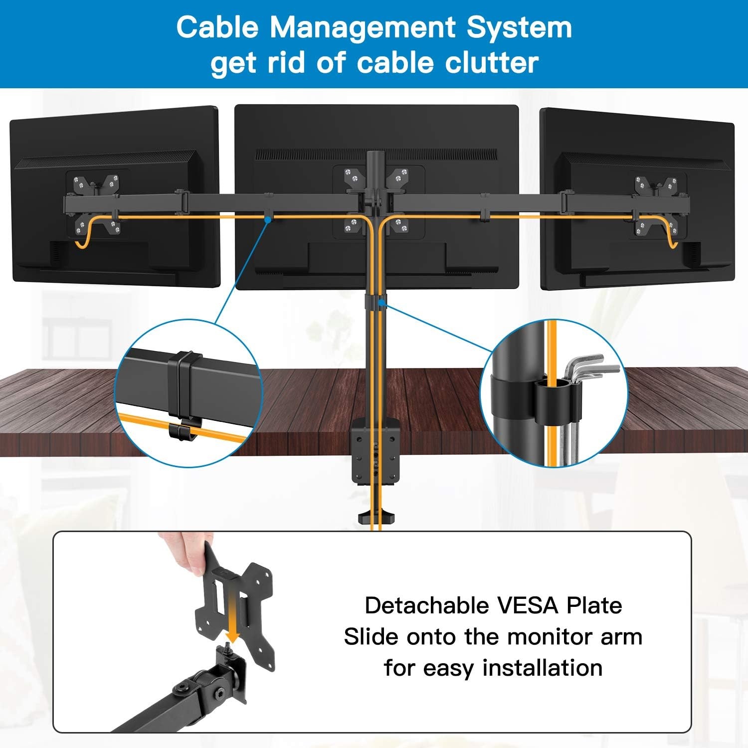 Drievoudige Monitorarm 13-24 inch | In Hoogte Verstelbaar | VESA | 28% Korting