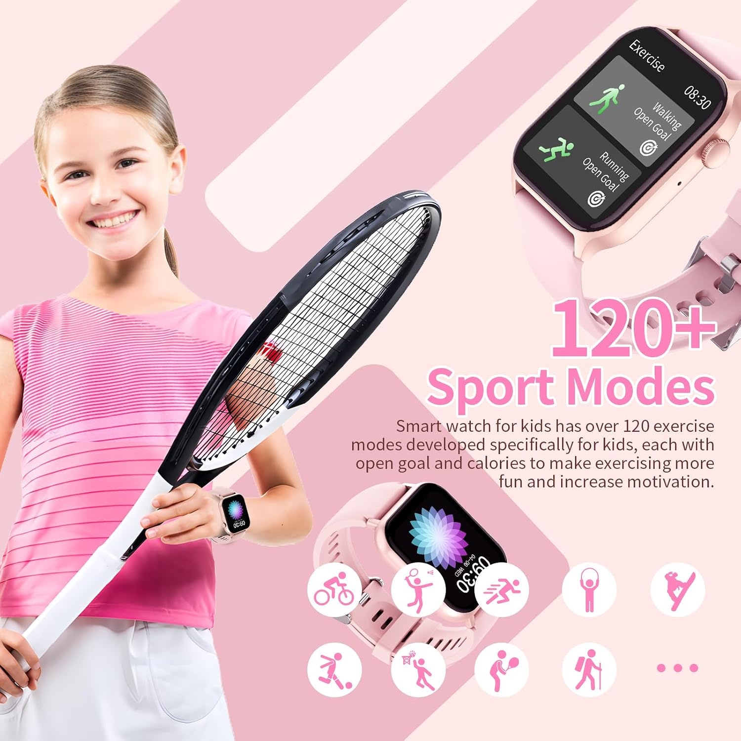Smartwatch Kinderen Roze - 32% Korting - Hartslag & Fitness Tracker