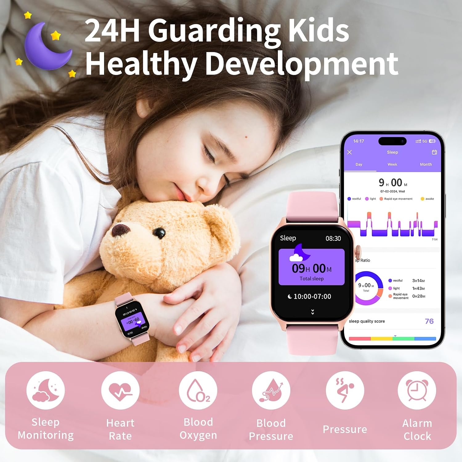 Smartwatch Kinderen Roze - 32% Korting - Hartslag & Fitness Tracker