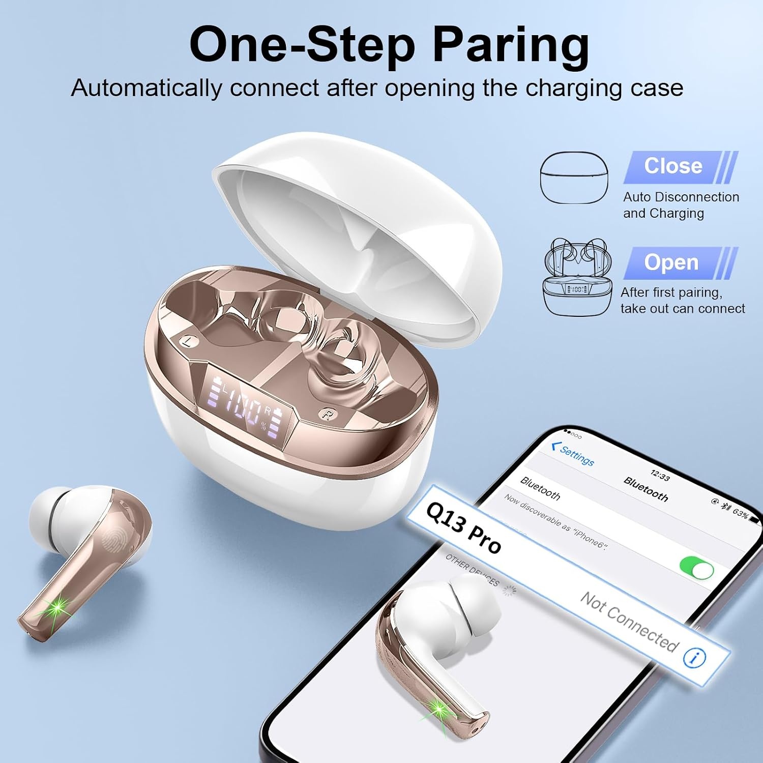 Draadloze Bluetooth 5.4 Koptelefoon - Goud Wit (31% Korting)